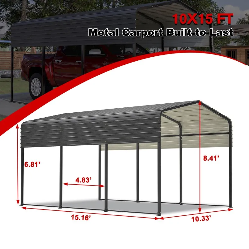 Heavy-duty steel carport structure