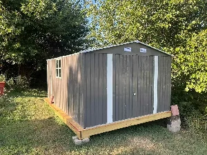 Shed size comparison showing small, medium and large sheds